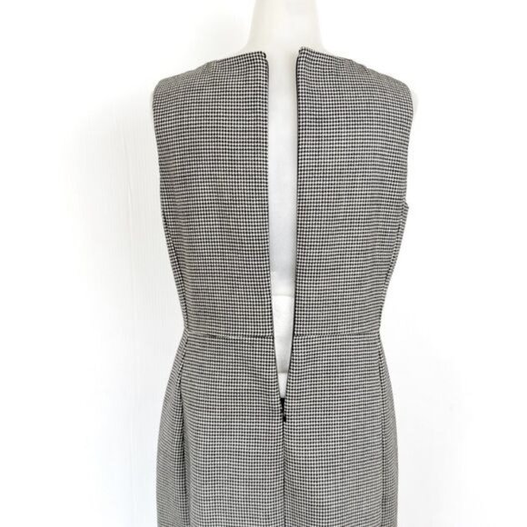 J Crew Wool Sleeveless Sheath Dress Black and White Herringbone Button 6 - Picture 5 of 11